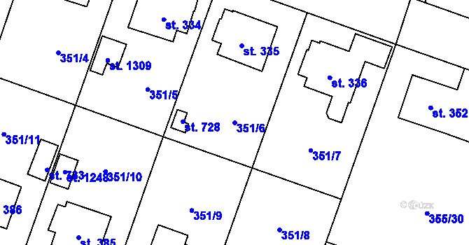 Parcela st. 351/6 v KÚ Ždírec nad Doubravou, Katastrální mapa