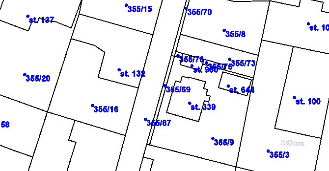 Parcela st. 355/69 v KÚ Ždírec nad Doubravou, Katastrální mapa
