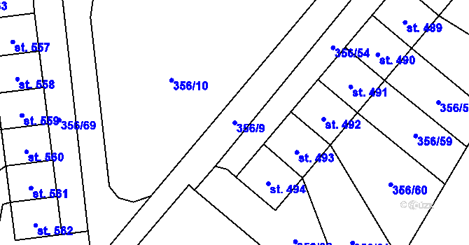 Parcela st. 356/9 v KÚ Ždírec nad Doubravou, Katastrální mapa