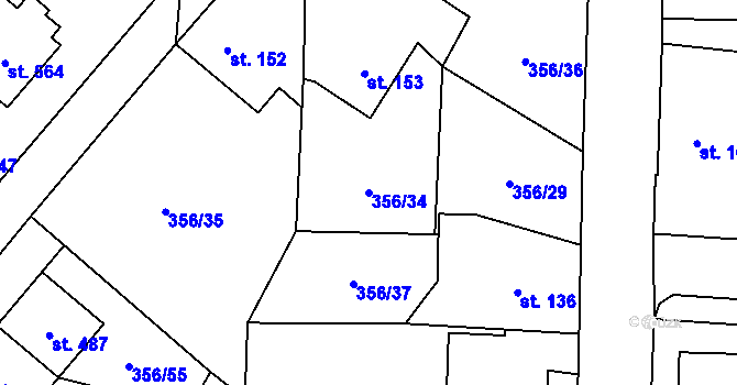 Parcela st. 356/34 v KÚ Ždírec nad Doubravou, Katastrální mapa