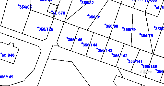 Parcela st. 356/144 v KÚ Ždírec nad Doubravou, Katastrální mapa