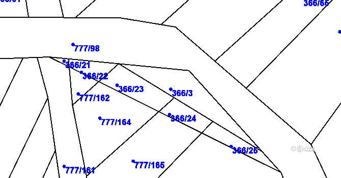 Parcela st. 366/3 v KÚ Ždírec nad Doubravou, Katastrální mapa