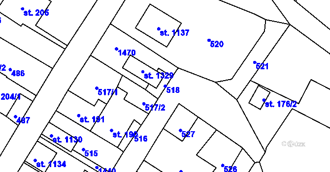 Parcela st. 518 v KÚ Ždírec nad Doubravou, Katastrální mapa