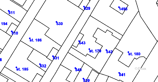 Parcela st. 543 v KÚ Ždírec nad Doubravou, Katastrální mapa