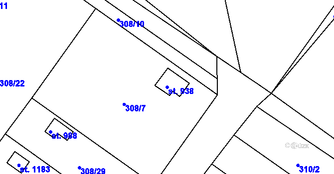 Parcela st. 938 v KÚ Ždírec nad Doubravou, Katastrální mapa