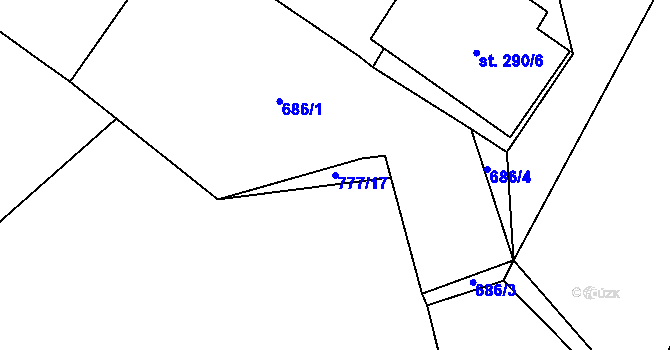 Parcela st. 777/17 v KÚ Ždírec nad Doubravou, Katastrální mapa