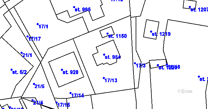Parcela st. 954 v KÚ Ždírec nad Doubravou, Katastrální mapa