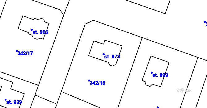 Parcela st. 873 v KÚ Ždírec nad Doubravou, Katastrální mapa