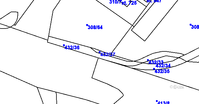 Parcela st. 432/37 v KÚ Ždírec nad Doubravou, Katastrální mapa