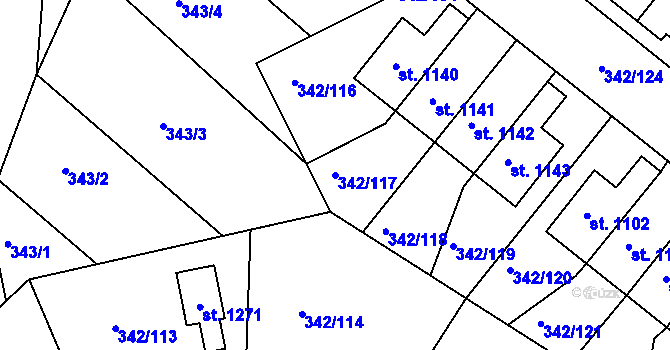 Parcela st. 342/117 v KÚ Ždírec nad Doubravou, Katastrální mapa