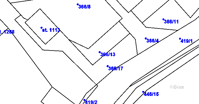 Parcela st. 366/13 v KÚ Ždírec nad Doubravou, Katastrální mapa