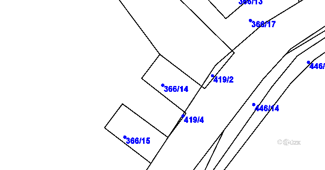 Parcela st. 366/14 v KÚ Ždírec nad Doubravou, Katastrální mapa