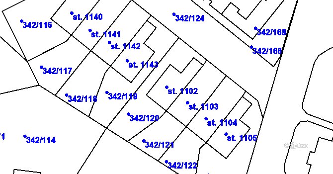 Parcela st. 1102 v KÚ Ždírec nad Doubravou, Katastrální mapa