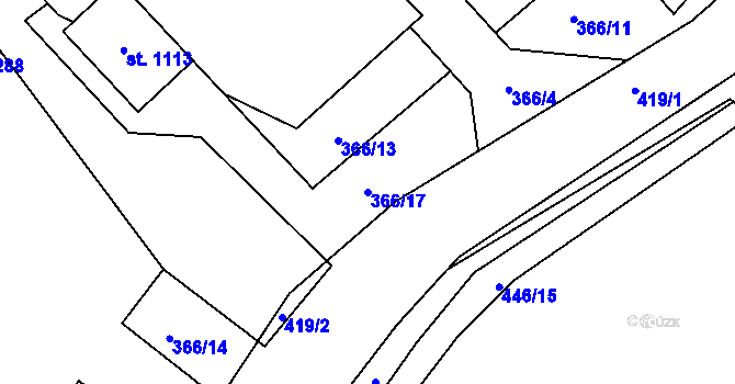 Parcela st. 366/17 v KÚ Ždírec nad Doubravou, Katastrální mapa