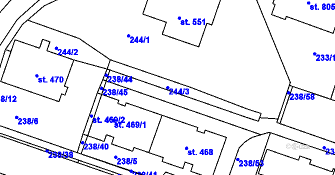 Parcela st. 244/3 v KÚ Ždírec nad Doubravou, Katastrální mapa