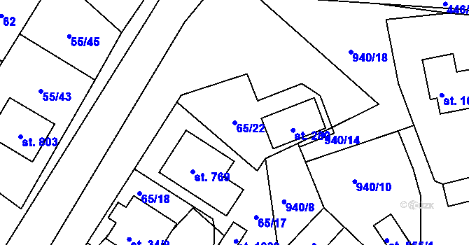 Parcela st. 65/22 v KÚ Ždírec nad Doubravou, Katastrální mapa