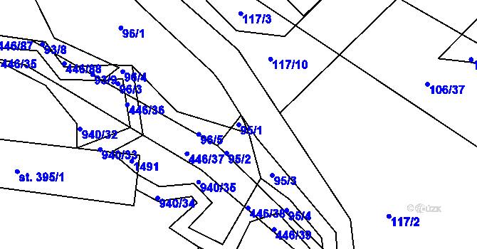 Parcela st. 95/1 v KÚ Ždírec nad Doubravou, Katastrální mapa