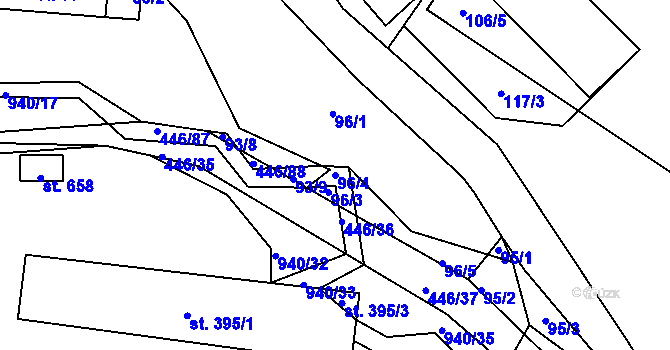 Parcela st. 96/4 v KÚ Ždírec nad Doubravou, Katastrální mapa