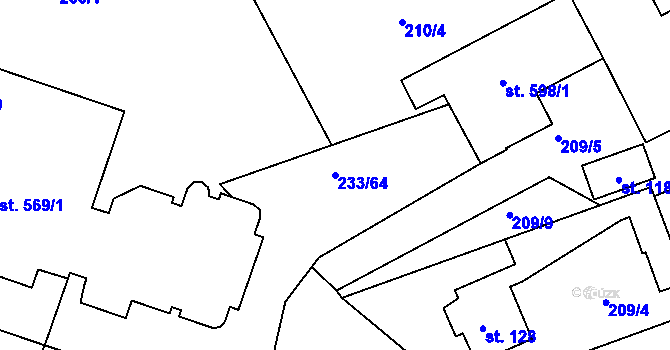 Parcela st. 233/64 v KÚ Ždírec nad Doubravou, Katastrální mapa