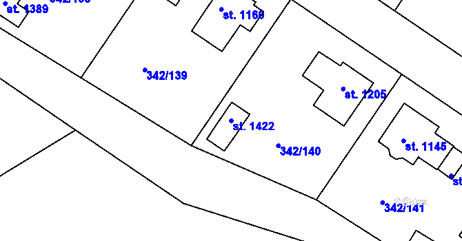 Parcela st. 1422 v KÚ Ždírec nad Doubravou, Katastrální mapa