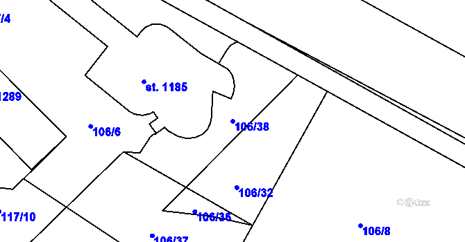 Parcela st. 106/38 v KÚ Ždírec nad Doubravou, Katastrální mapa