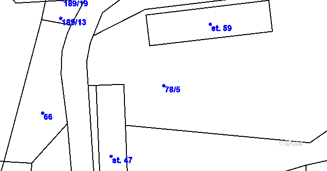 Parcela st. 78/5 v KÚ Přední Ždírnice, Katastrální mapa
