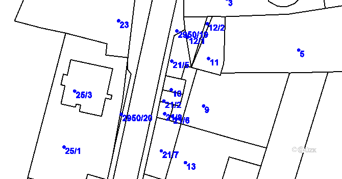 Parcela st. 10 v KÚ Žebětín, Katastrální mapa