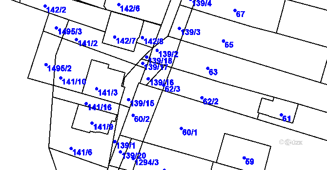 Parcela st. 62/3 v KÚ Žebětín, Katastrální mapa