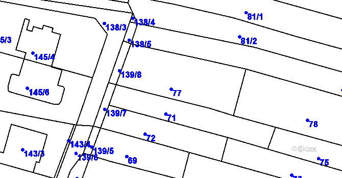 Parcela st. 77 v KÚ Žebětín, Katastrální mapa