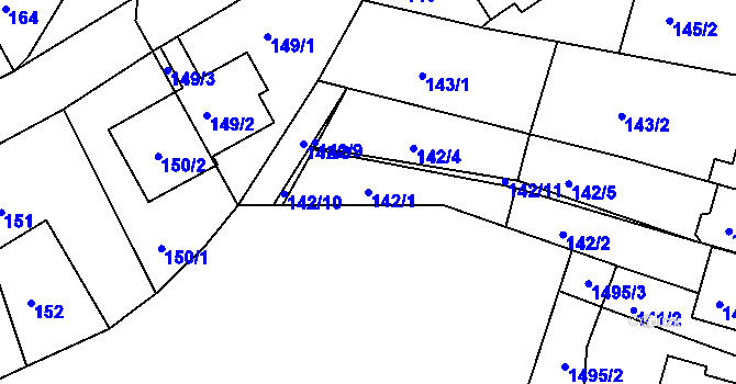 Parcela st. 142/1 v KÚ Žebětín, Katastrální mapa