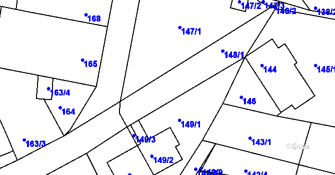 Parcela st. 148 v KÚ Žebětín, Katastrální mapa