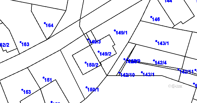 Parcela st. 149/2 v KÚ Žebětín, Katastrální mapa