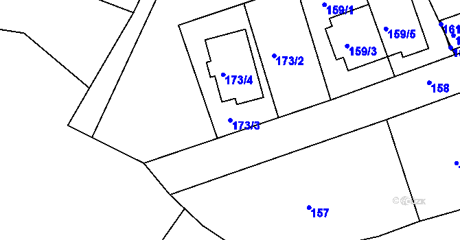 Parcela st. 173/3 v KÚ Žebětín, Katastrální mapa