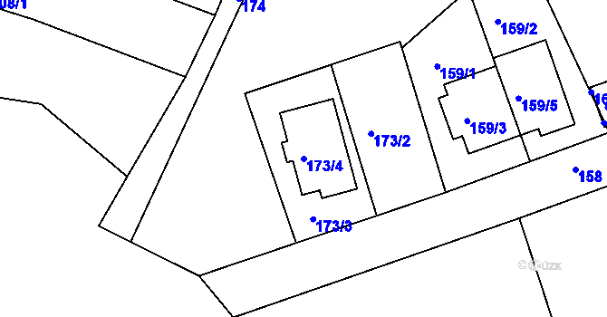 Parcela st. 173/4 v KÚ Žebětín, Katastrální mapa
