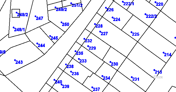 Parcela st. 229 v KÚ Žebětín, Katastrální mapa