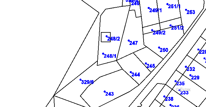 Parcela st. 248/1 v KÚ Žebětín, Katastrální mapa