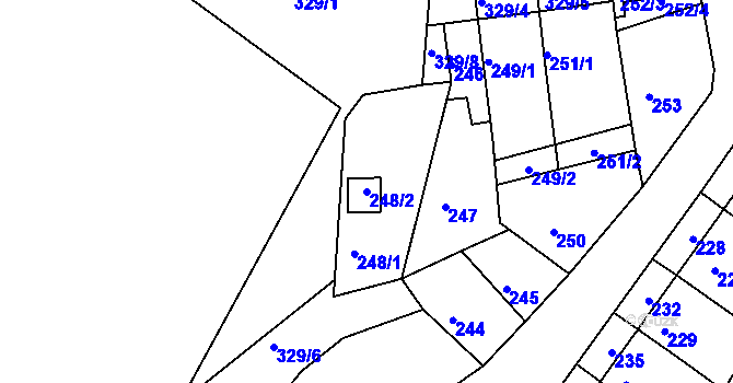 Parcela st. 248/2 v KÚ Žebětín, Katastrální mapa