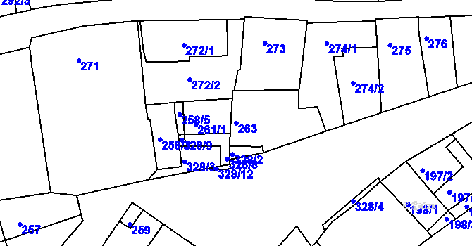 Parcela st. 263 v KÚ Žebětín, Katastrální mapa