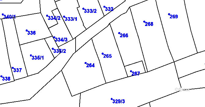 Parcela st. 265 v KÚ Žebětín, Katastrální mapa