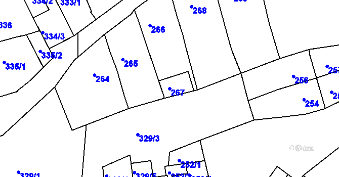 Parcela st. 267 v KÚ Žebětín, Katastrální mapa