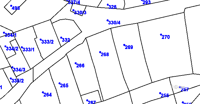 Parcela st. 268 v KÚ Žebětín, Katastrální mapa