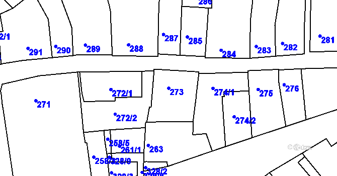 Parcela st. 273 v KÚ Žebětín, Katastrální mapa