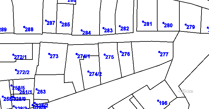 Parcela st. 275 v KÚ Žebětín, Katastrální mapa
