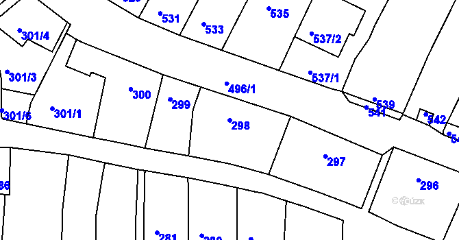 Parcela st. 298 v KÚ Žebětín, Katastrální mapa