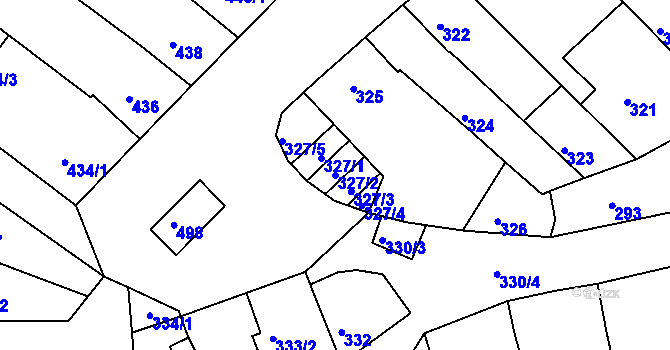 Parcela st. 327/2 v KÚ Žebětín, Katastrální mapa
