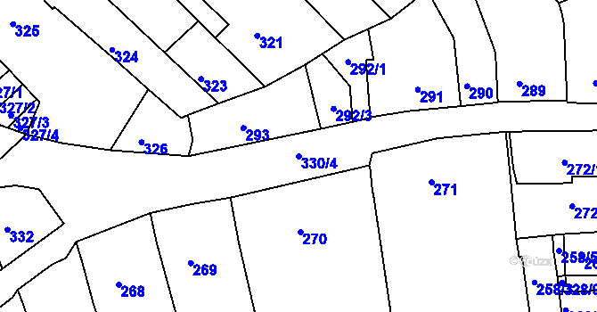 Parcela st. 330/4 v KÚ Žebětín, Katastrální mapa
