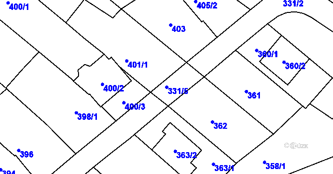 Parcela st. 331/5 v KÚ Žebětín, Katastrální mapa