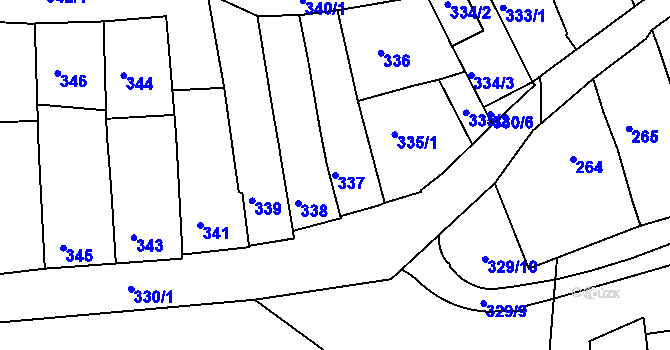 Parcela st. 337 v KÚ Žebětín, Katastrální mapa