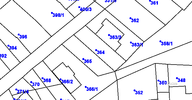 Parcela st. 364 v KÚ Žebětín, Katastrální mapa