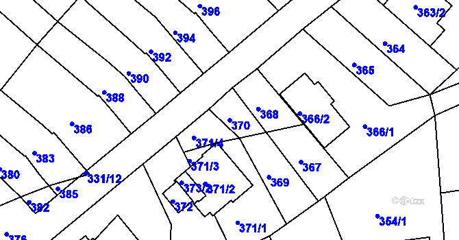 Parcela st. 370 v KÚ Žebětín, Katastrální mapa